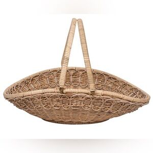 Juliska Provence Coastal Beach Whitewash Woven Rattan Gathering Basket